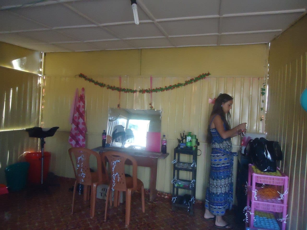 Inside the women's hair salon container shop