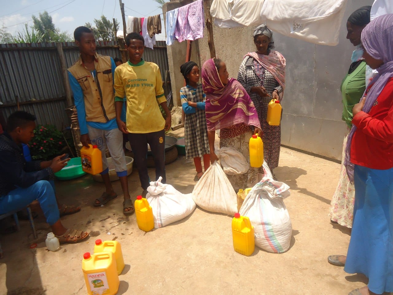 Food packages ready for distribution